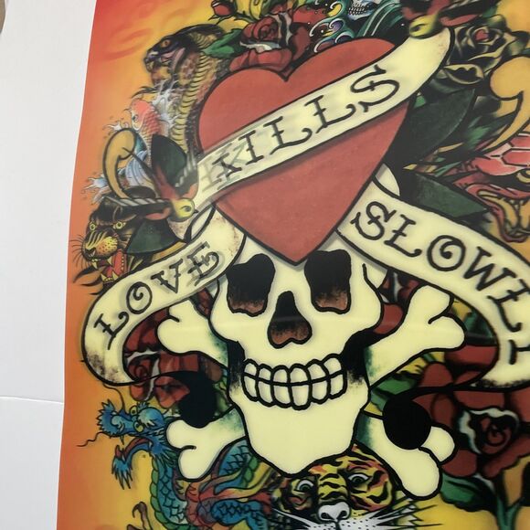Ed Hardy Love Kills Slowly Lenticular Vintage Original Poster 2009 RARE - Picture 2 of 5